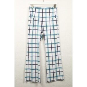 SMITH & QUINN Plaid Flare Leg Performance Golf Pants Blue Green White Sz S